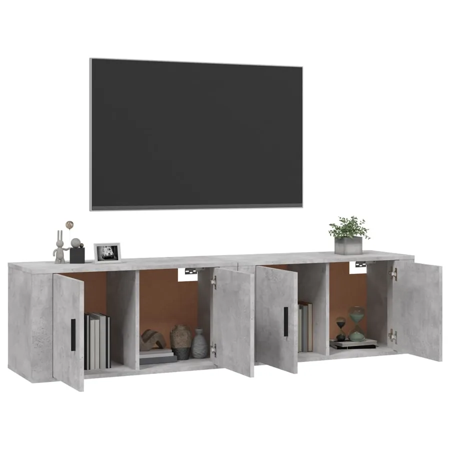 Meubles TV muraux 2 pcs gris béton 80x34,5x40 cm - 3