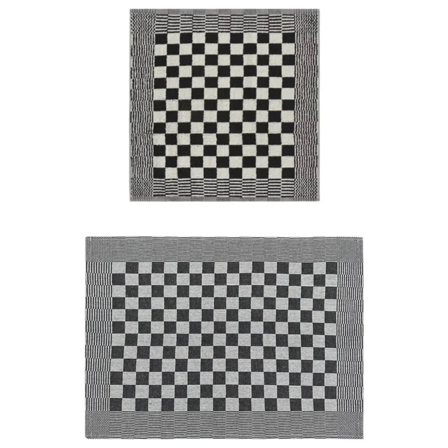 Ensemble de serviettes 10 pcs noir et blanc coton - 2