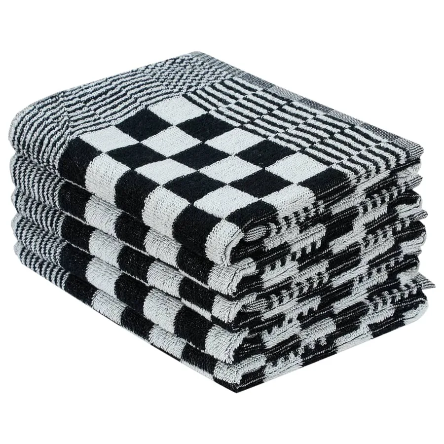 Ensemble de serviettes 10 pcs noir et blanc coton - 4