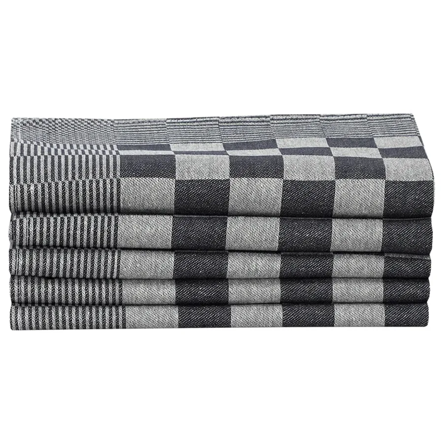 Ensemble de serviettes 10 pcs noir et blanc coton - 5