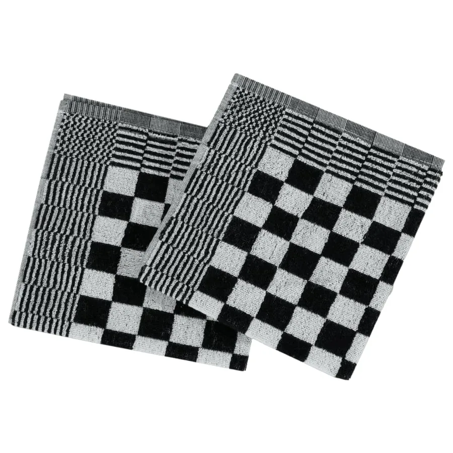 Ensemble de serviettes 10 pcs noir et blanc coton - 7