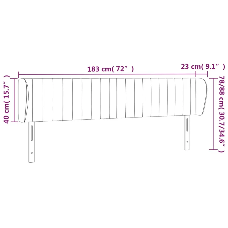 Tête de lit avec oreilles Crème 183x23x78/88 cm Tissu - 9