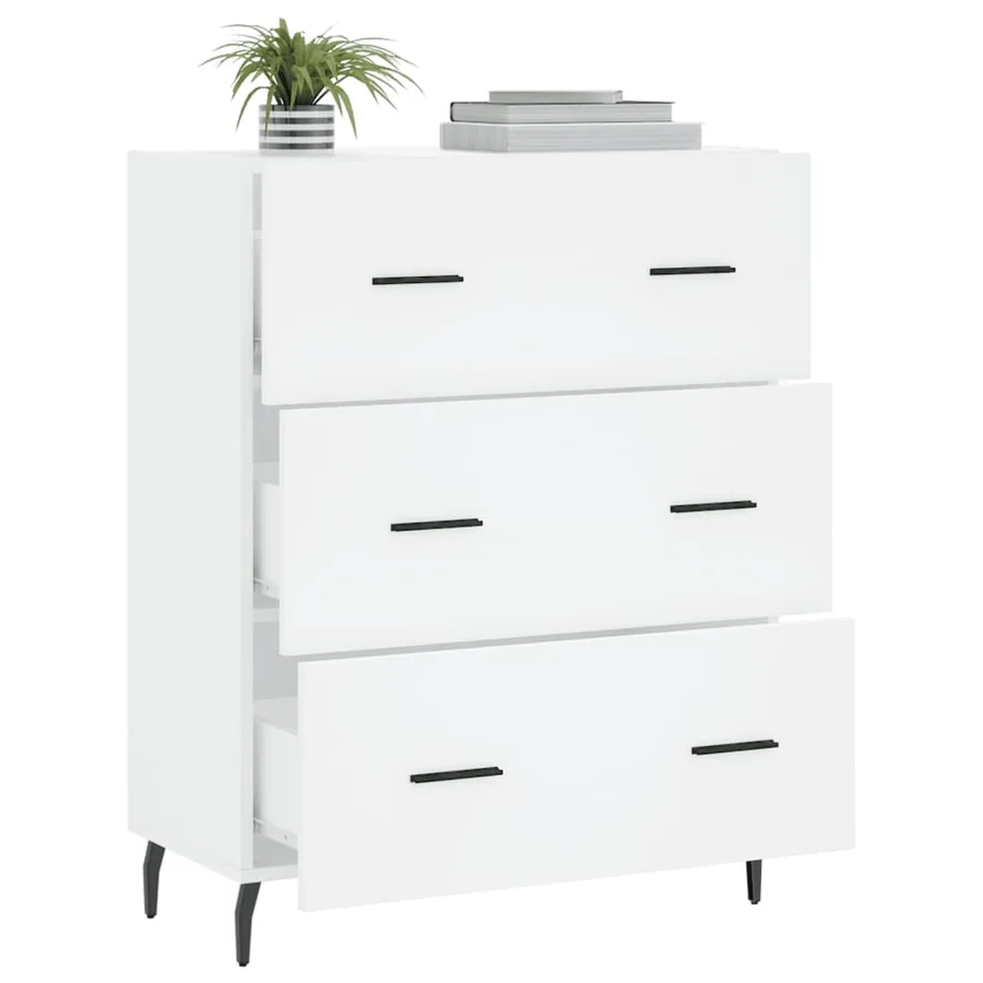 Buffet blanc 69,5x34x90 cm bois d'ingénierie - 4
