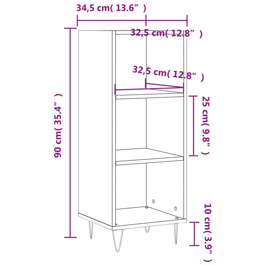 Buffet blanc 34,5x32,5x90 cm bois d'ingénierie - 9