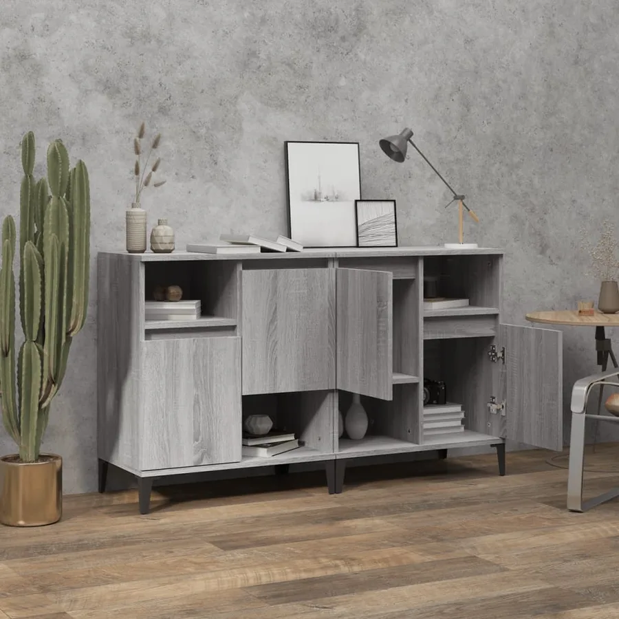 Buffets 2 pcs sonoma gris 60x35x70 cm bois d'ingénierie - 3
