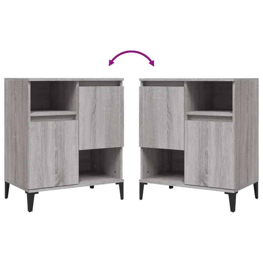 Buffets 2 pcs sonoma gris 60x35x70 cm bois d'ingénierie - 6
