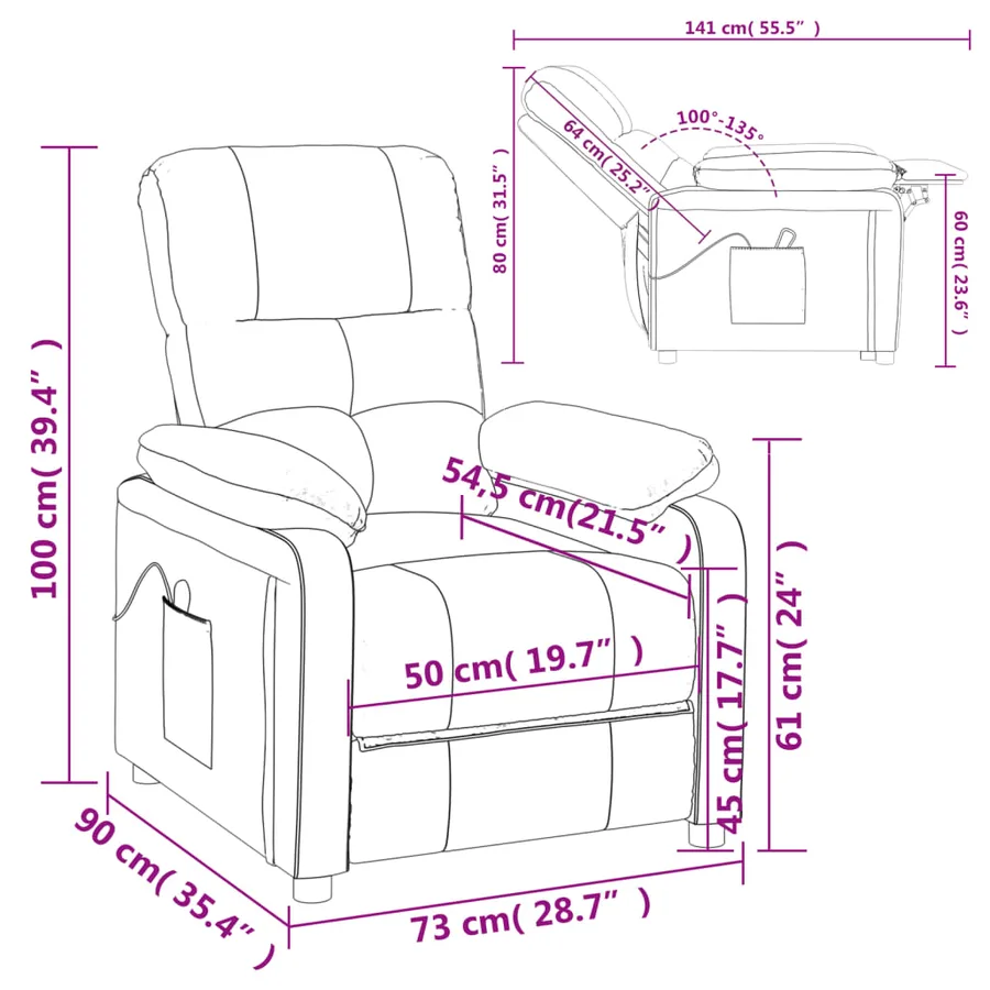 Fauteuil inclinable électrique Gris clair Tissu - 12