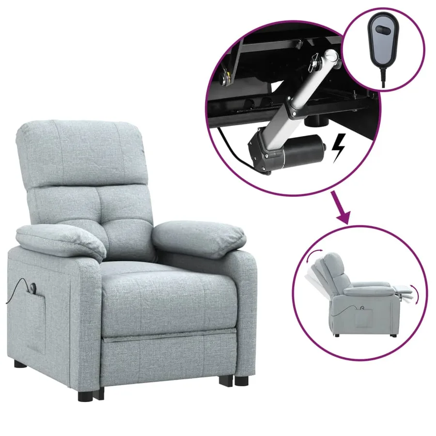 Fauteuil inclinable électrique Gris clair Tissu - 2