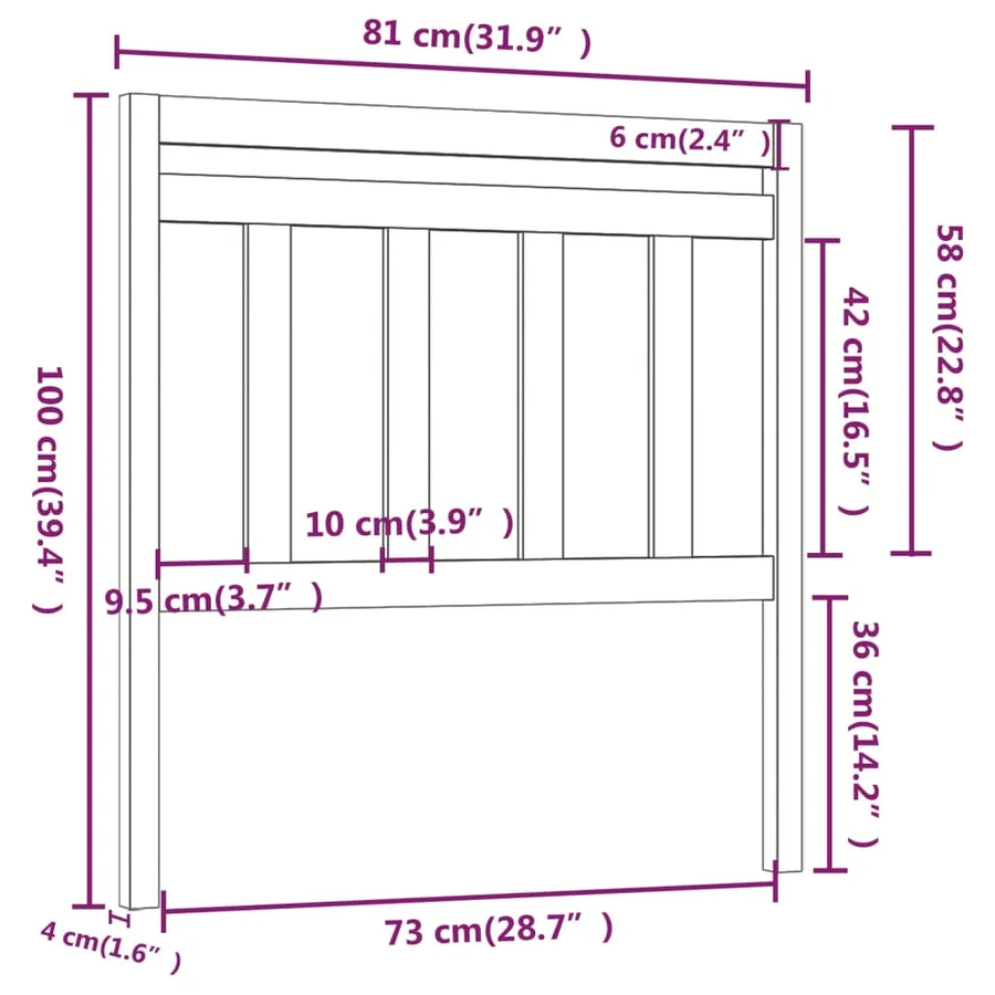 Tête de lit 81x4x100 cm Bois massif de pin - 6