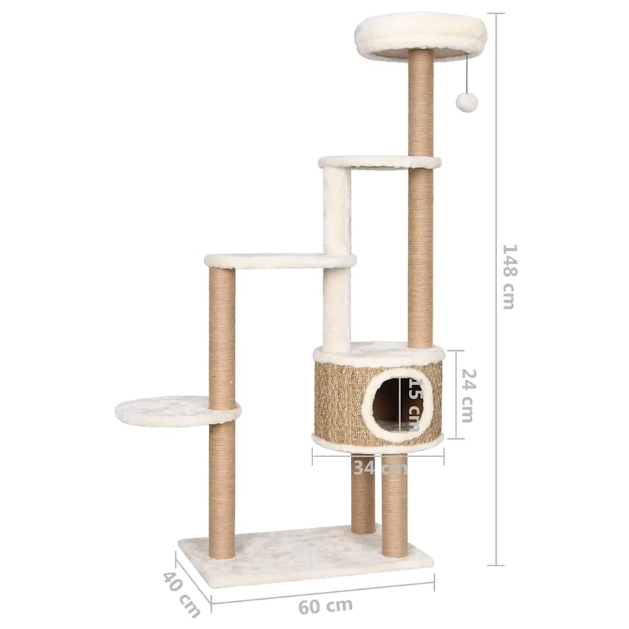 Arbre à chat coussin de luxe et grattoir 148 cm Herbiers marins - 8