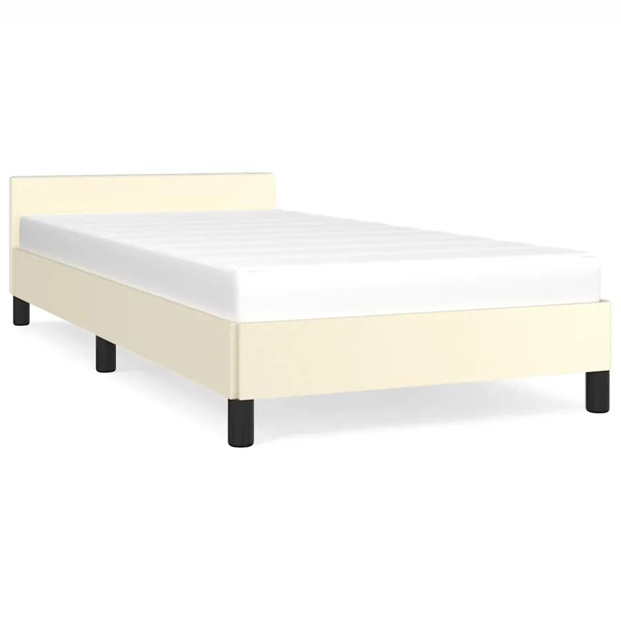 Cadre de lit avec tête de lit sans matelas crème 90x200 cm - 2