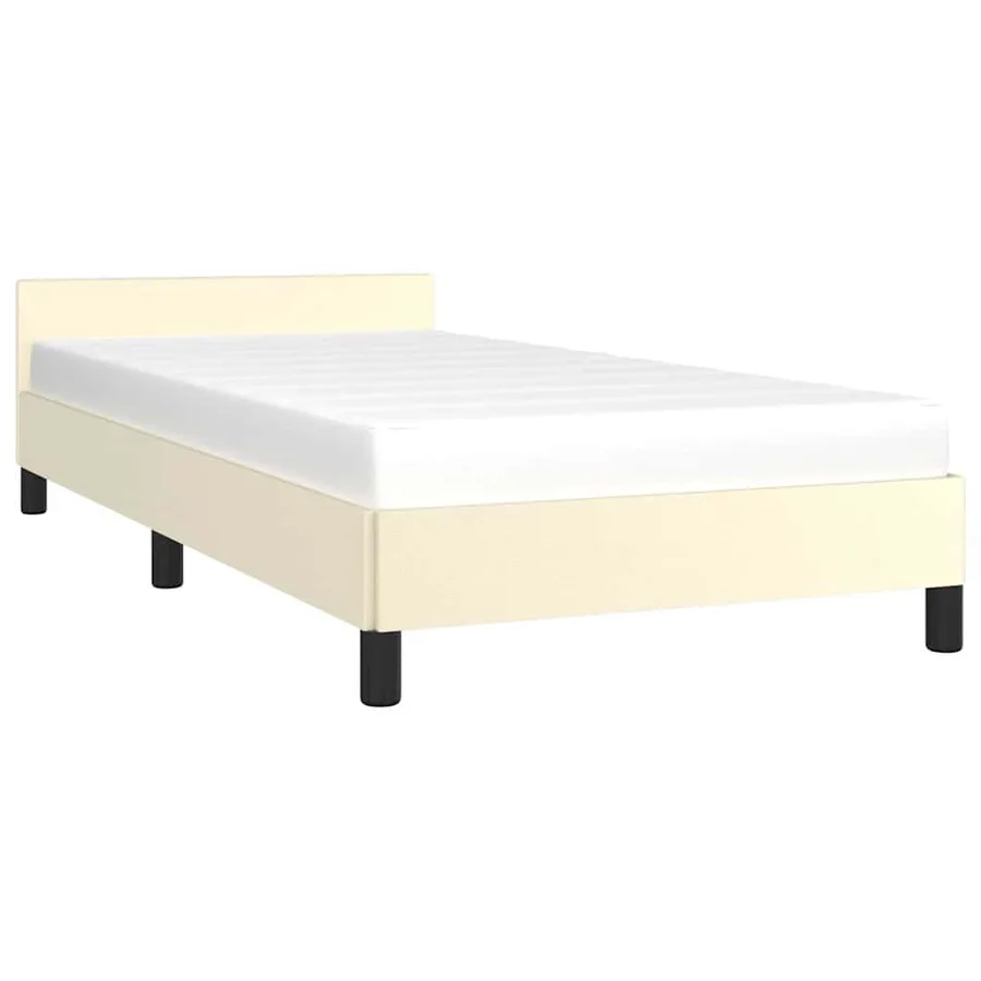 Cadre de lit avec tête de lit sans matelas crème 90x200 cm - 3