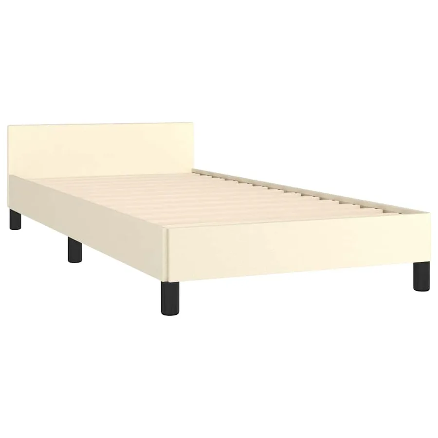 Cadre de lit avec tête de lit sans matelas crème 90x200 cm - 4