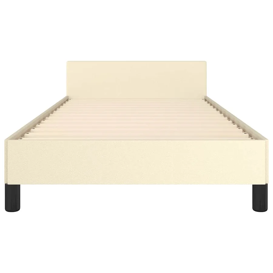 Cadre de lit avec tête de lit sans matelas crème 90x200 cm - 5