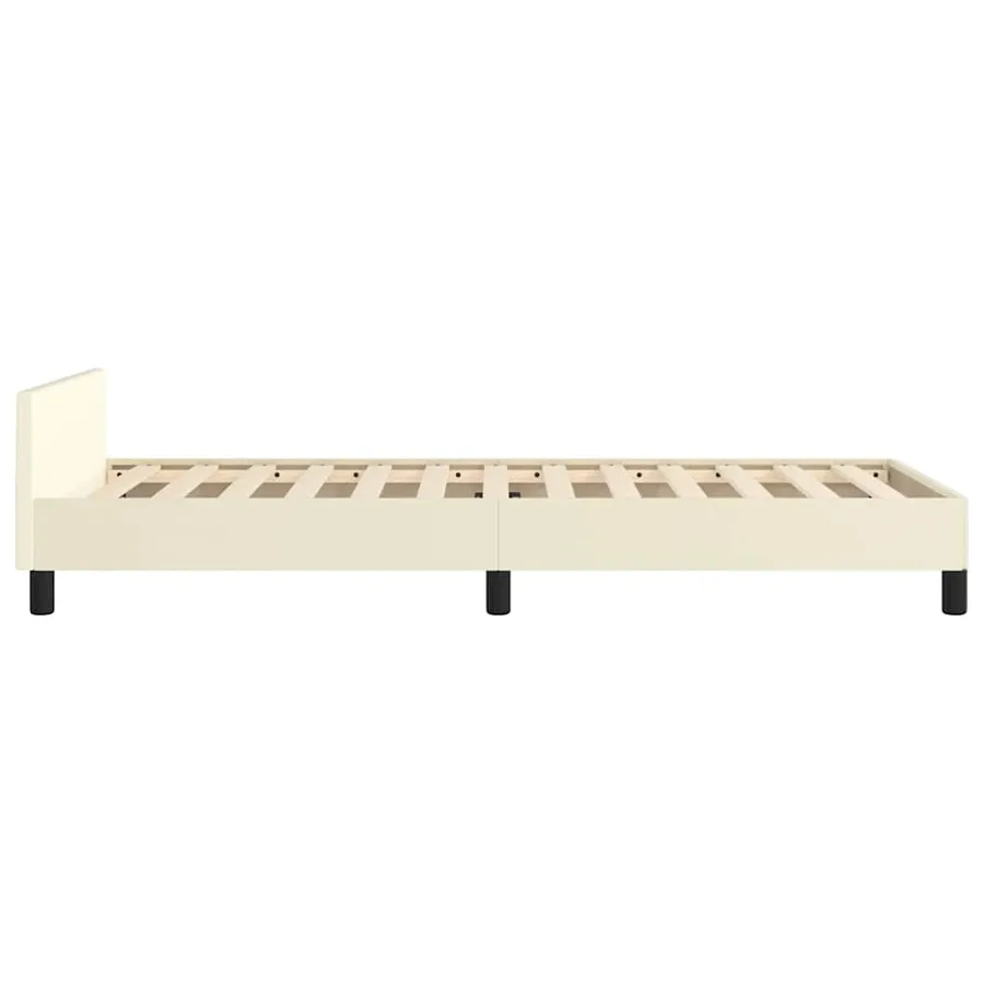 Cadre de lit avec tête de lit sans matelas crème 90x200 cm - 6
