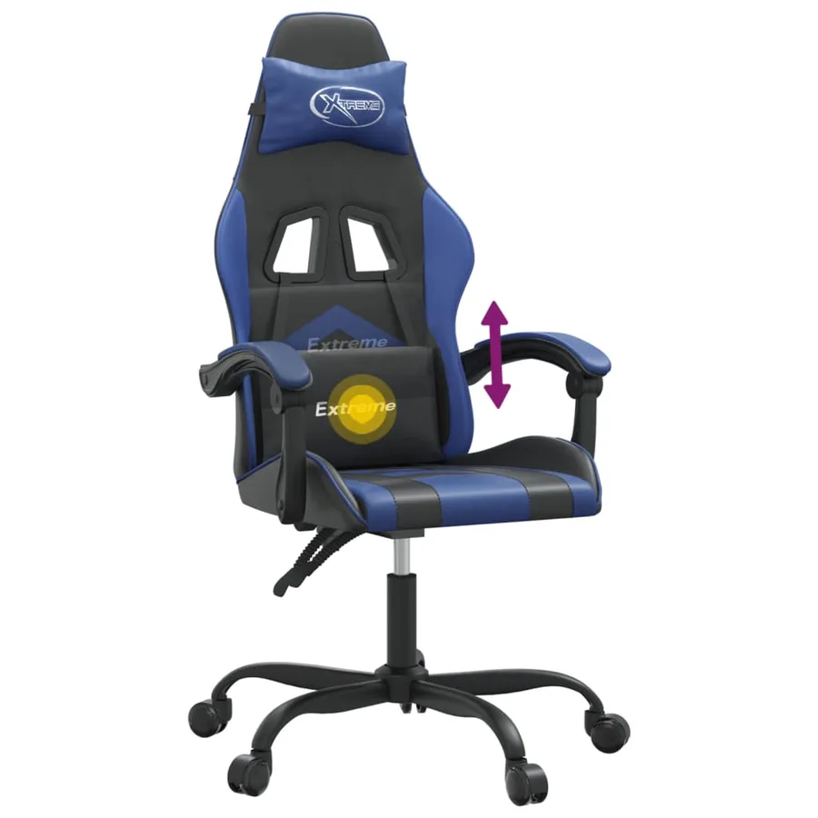 Chaise de jeu pivotante Noir et bleu Similicuir - 11