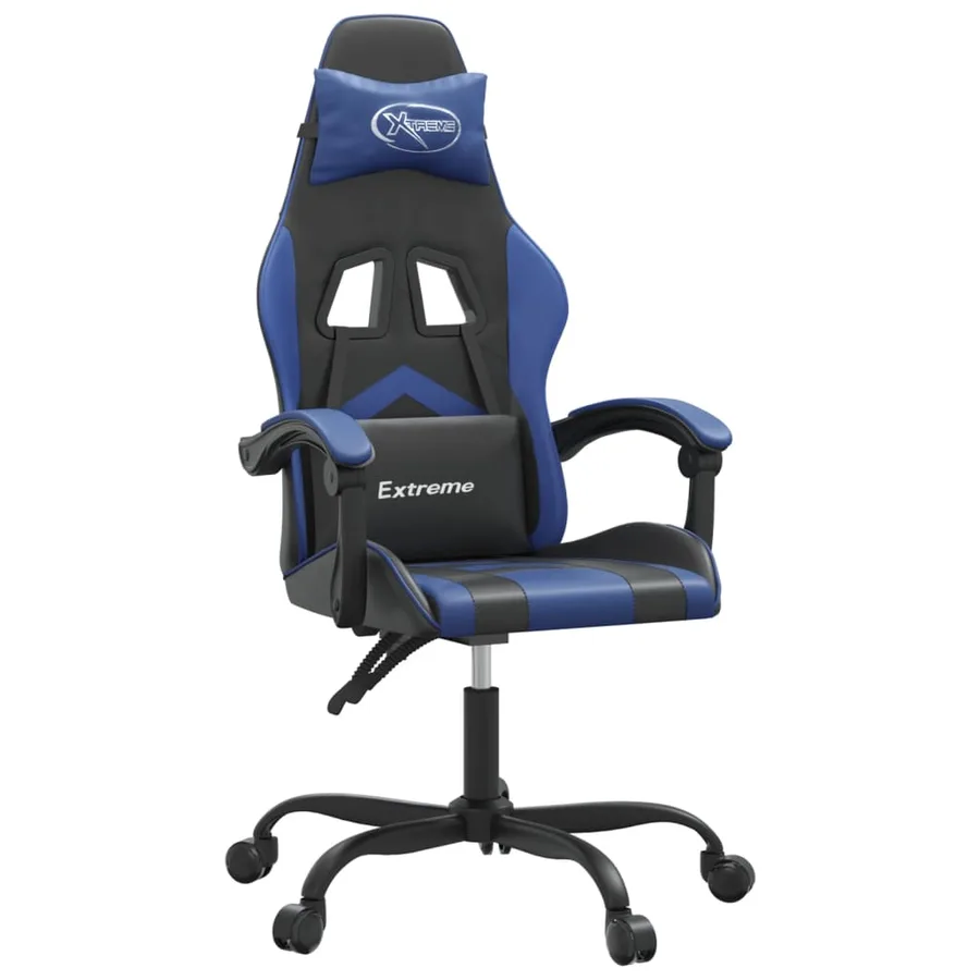 Chaise de jeu pivotante Noir et bleu Similicuir - 2