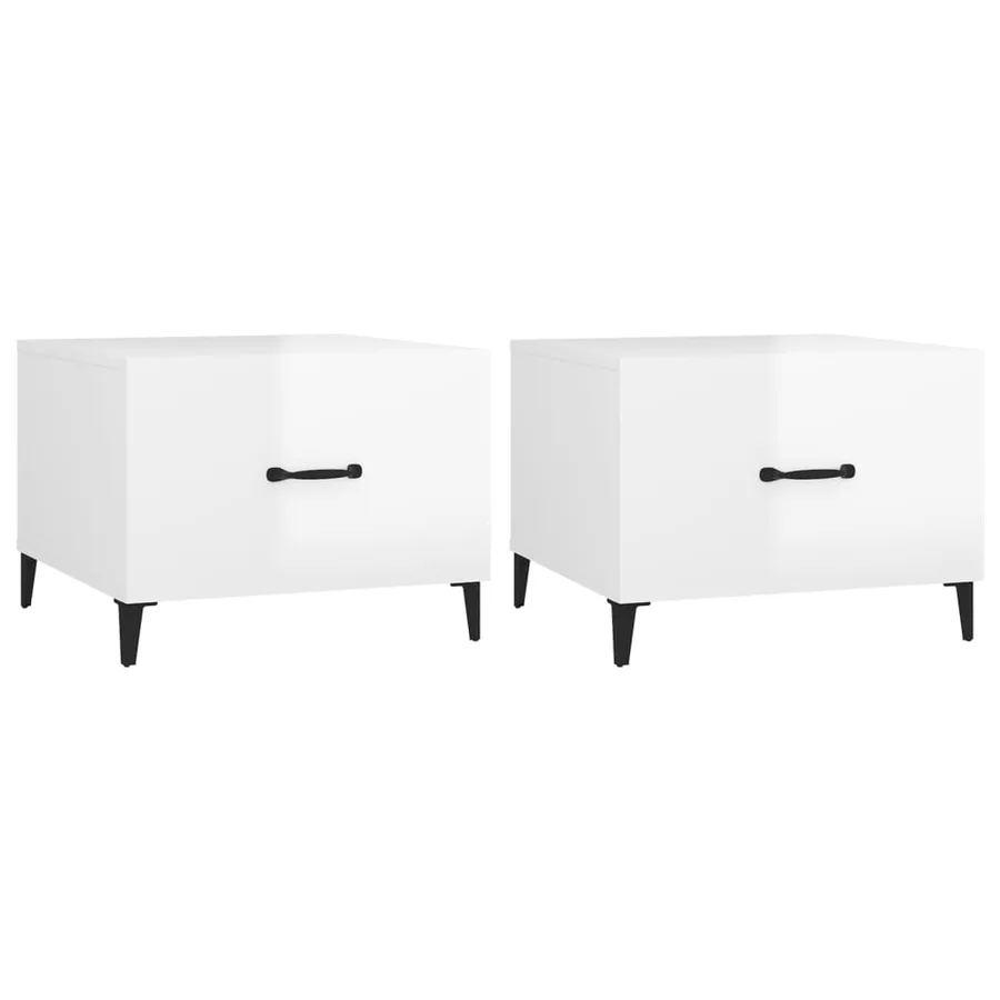 Tables basses avec pieds métal 2 pcs Blanc brillant 50x50x40 cm - 2
