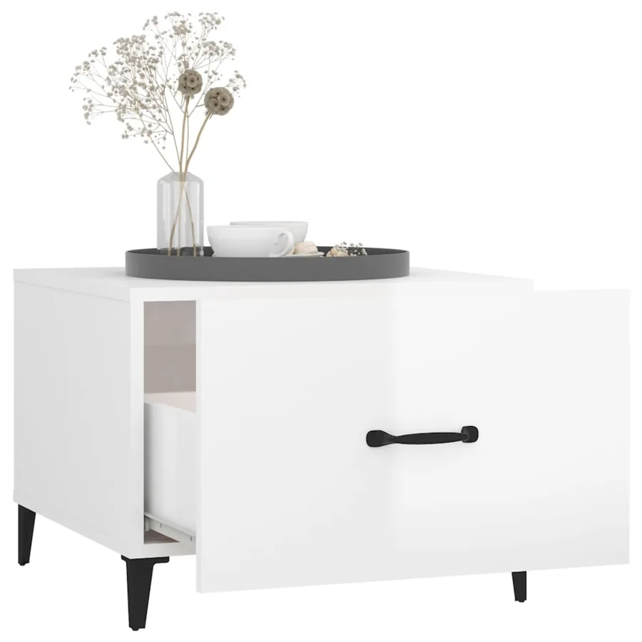 Tables basses avec pieds métal 2 pcs Blanc brillant 50x50x40 cm - 5