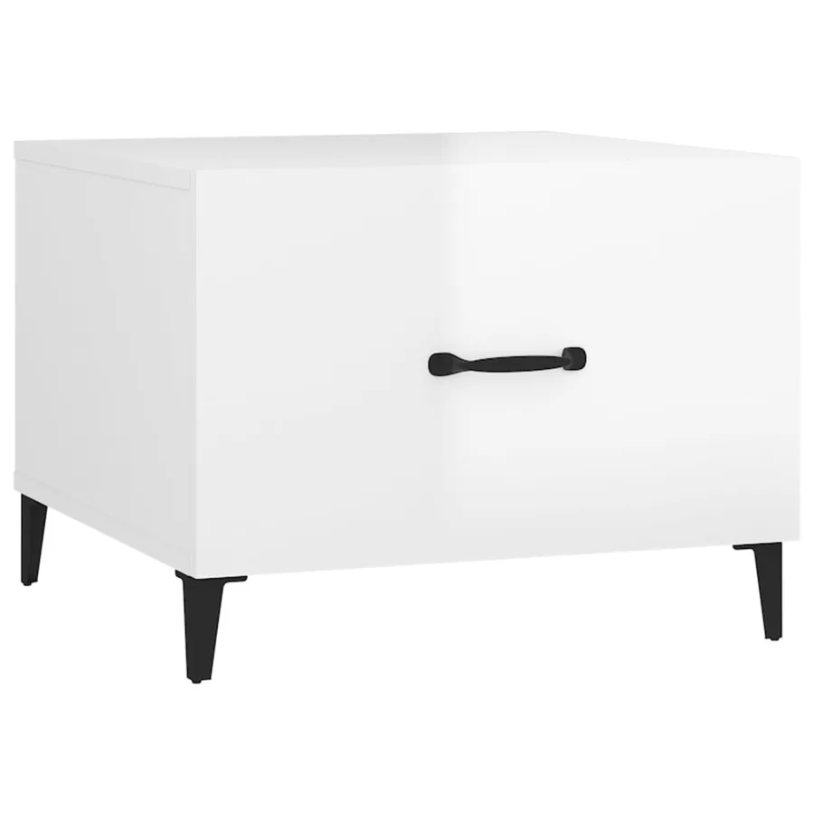 Tables basses avec pieds métal 2 pcs Blanc brillant 50x50x40 cm - 6