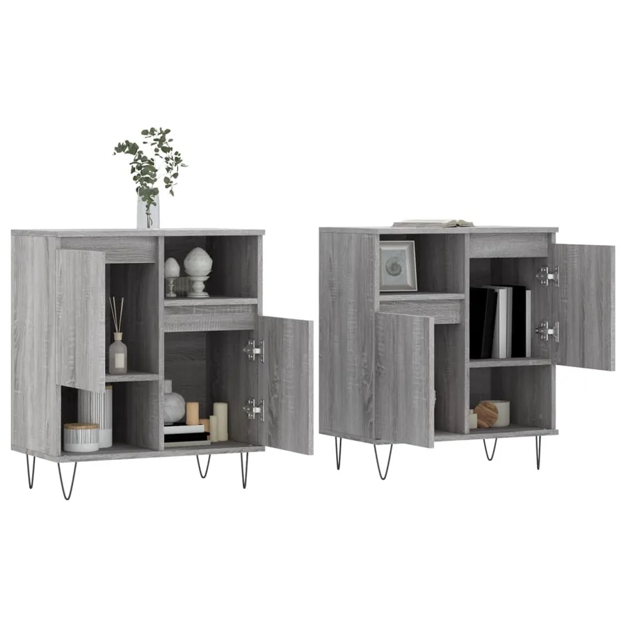 Buffets 2 pcs sonoma gris bois d'ingénierie - 3