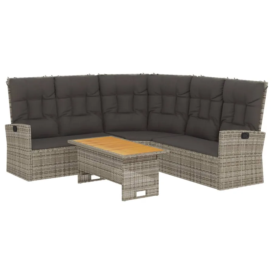 Salon de jardin 2 pcs avec coussins Gris Résine tressée - 3
