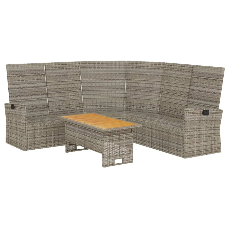 Salon de jardin 2 pcs avec coussins Gris Résine tressée - 4