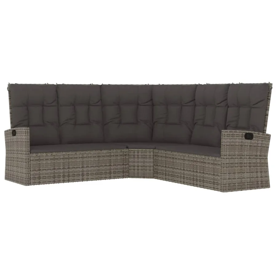 Salon de jardin 2 pcs avec coussins Gris Résine tressée - 5