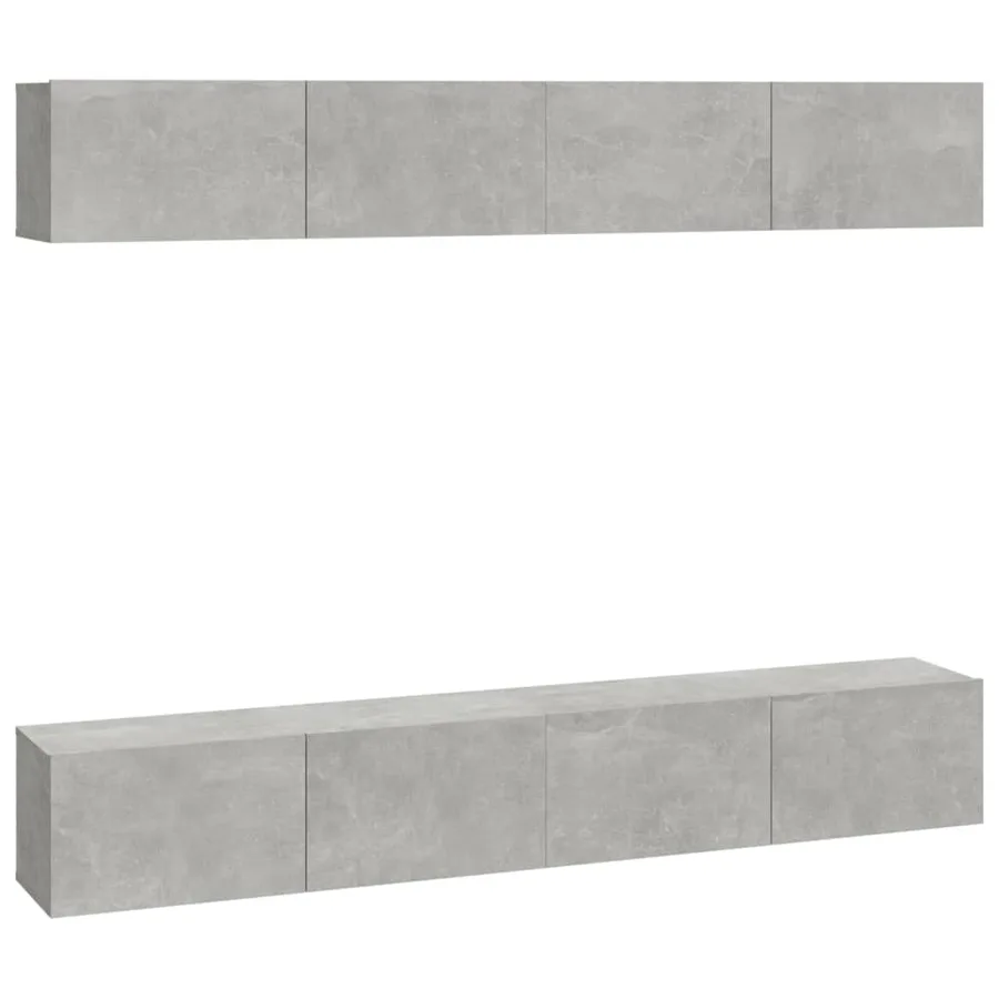 Meubles TV muraux 4 pcs Gris béton 100x30x30 cm - 2
