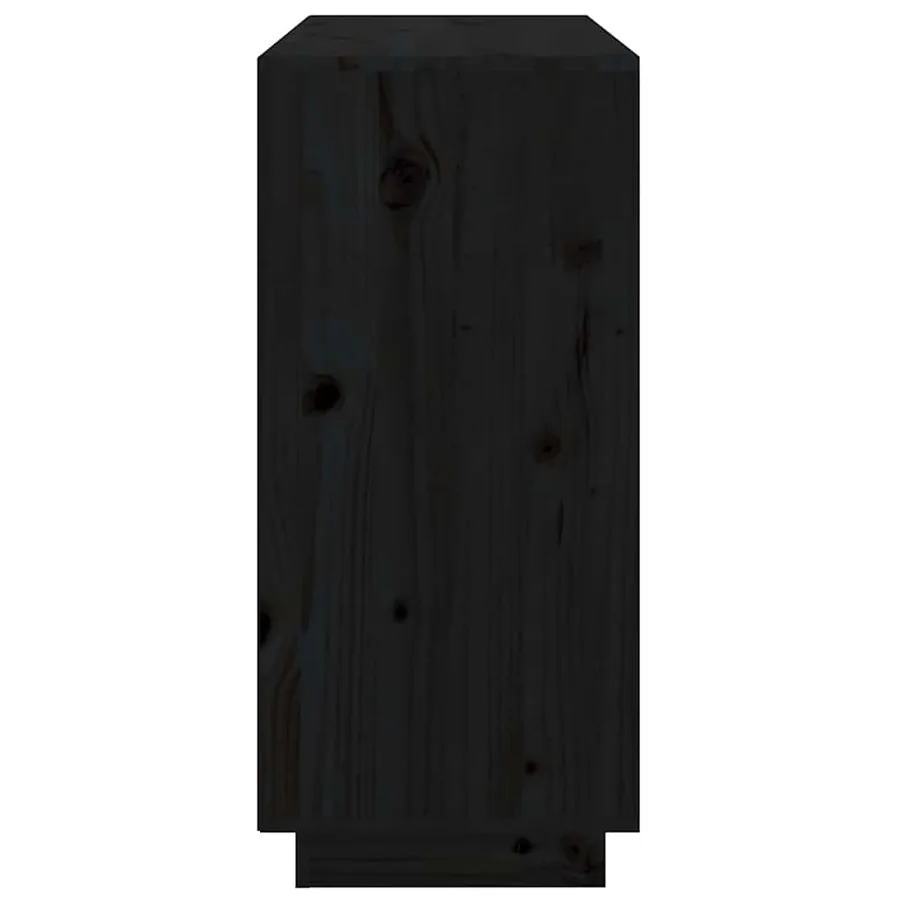 Buffet Noir 111x34x75 cm Bois massif de pin - 7