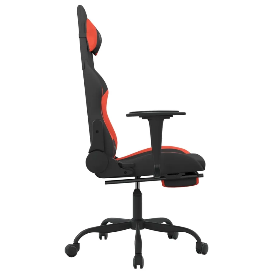 Chaise de jeu de massage avec repose-pied Noir et rouge Tissu - 5