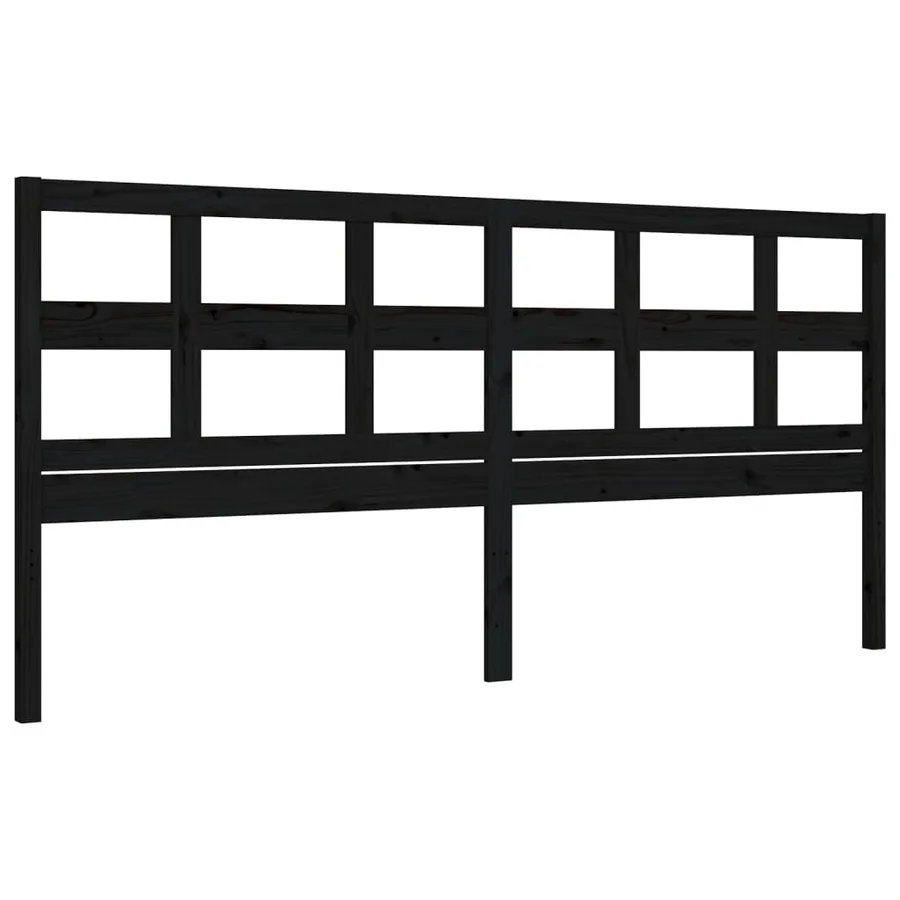 Cadre de lit sans matelas noir 200x200 cm bois massif de pin - 8