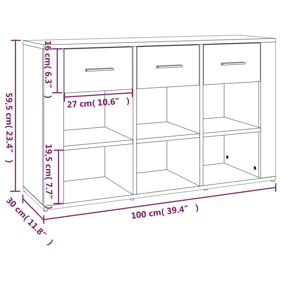 Buffet Chêne fumé 100x30x59,5 cm Bois d'ingénierie - 10