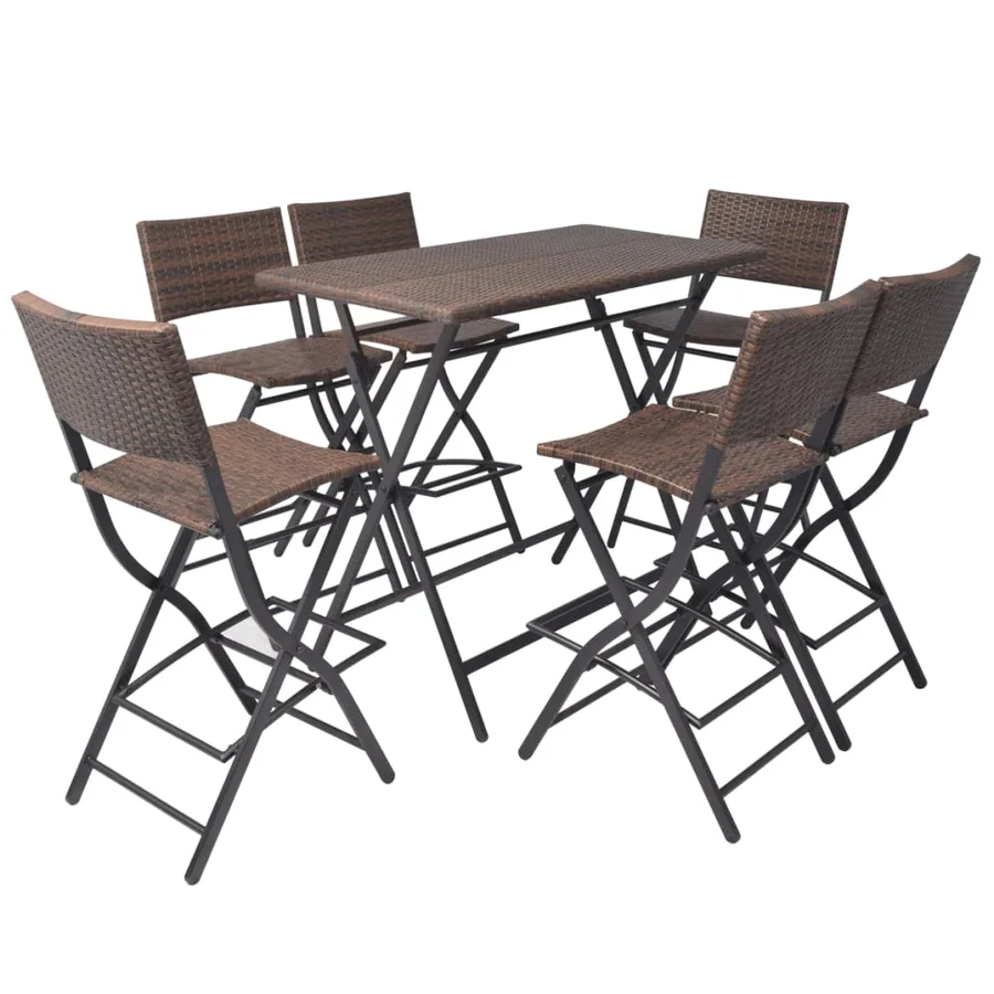 Ensemble à manger d'extérieur pliable 7pcs Acier Résine tressée - 2