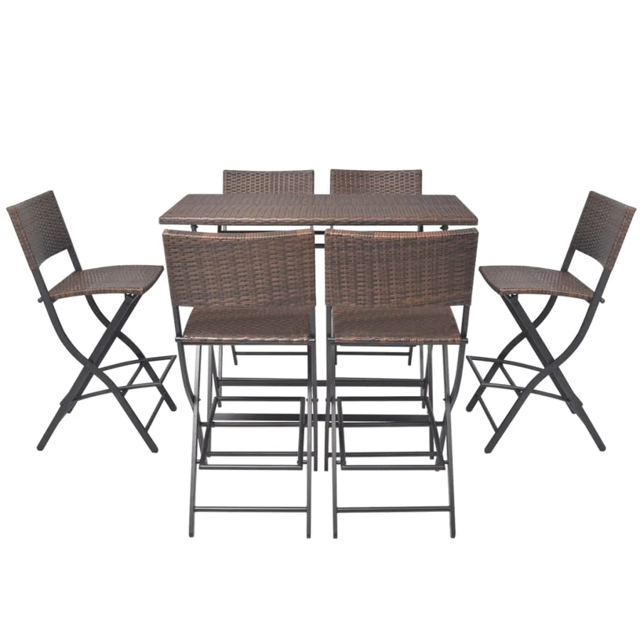Ensemble à manger d'extérieur pliable 7pcs Acier Résine tressée - 3