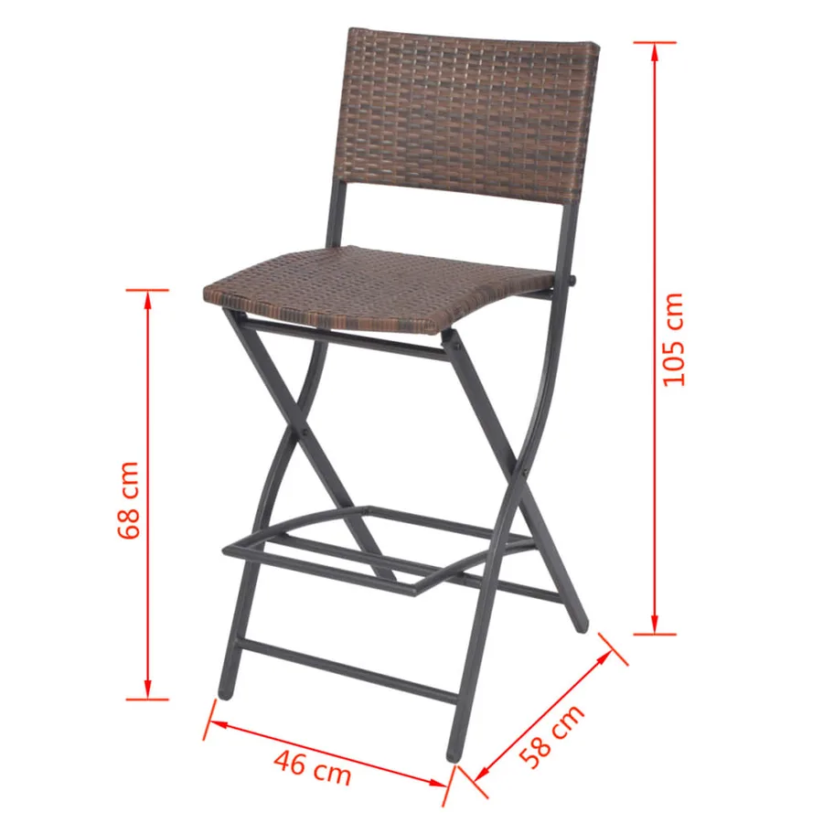 Ensemble à manger d'extérieur pliable 7pcs Acier Résine tressée - 9
