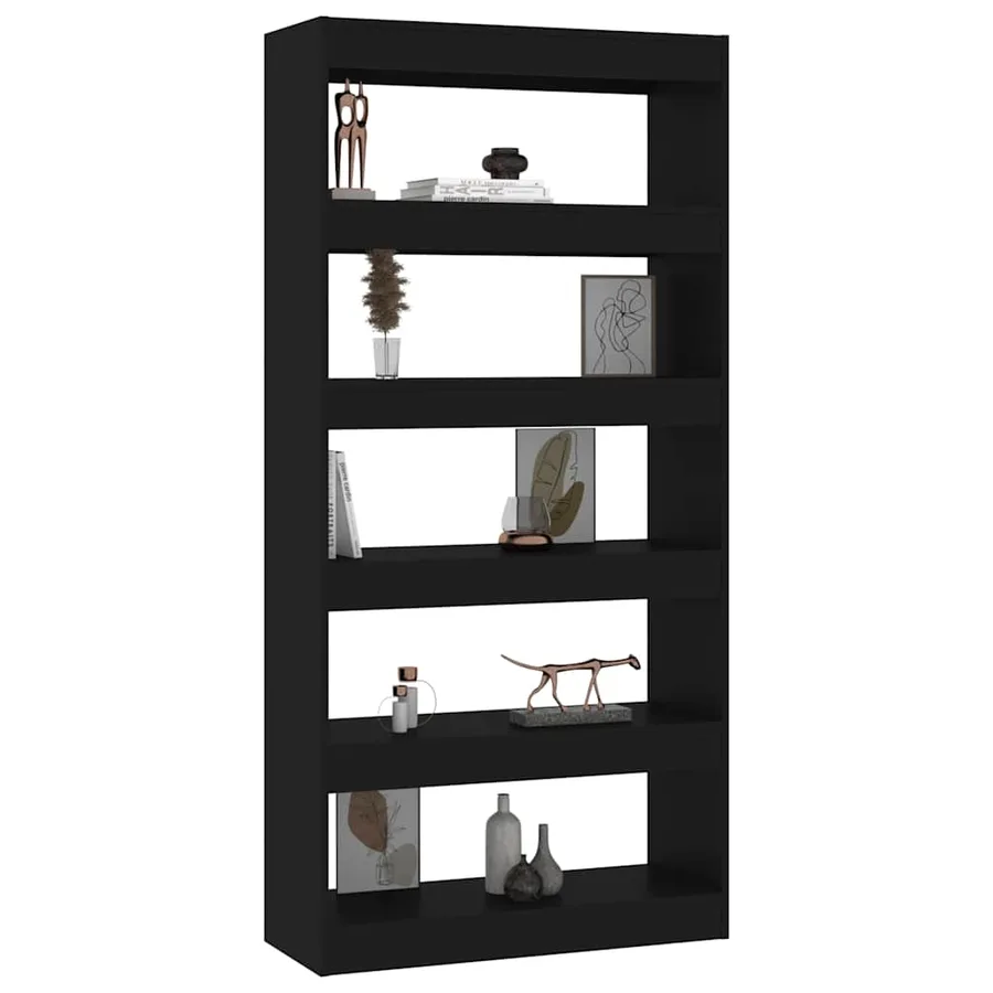 Bibliothèque/Séparateur de pièce Noir Bois d'ingénierie - 4
