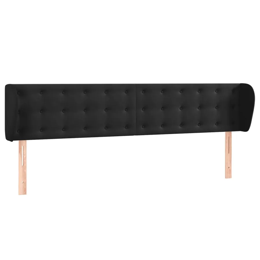 Tête de lit avec oreilles Noir 183x23x78/88 cm Velours - 2