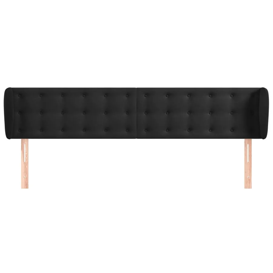 Tête de lit avec oreilles Noir 183x23x78/88 cm Velours - 3