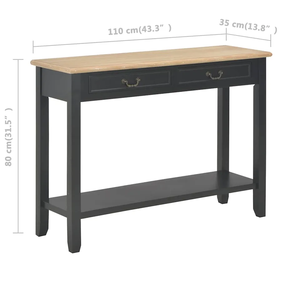 Table console Noir 110x35x80 cm Bois - 8