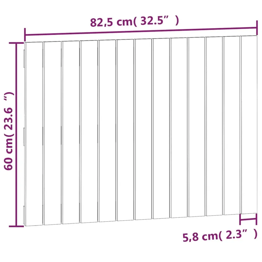 Tête de lit murale Gris 82,5x3x60 cm Bois massif de pin - 8
