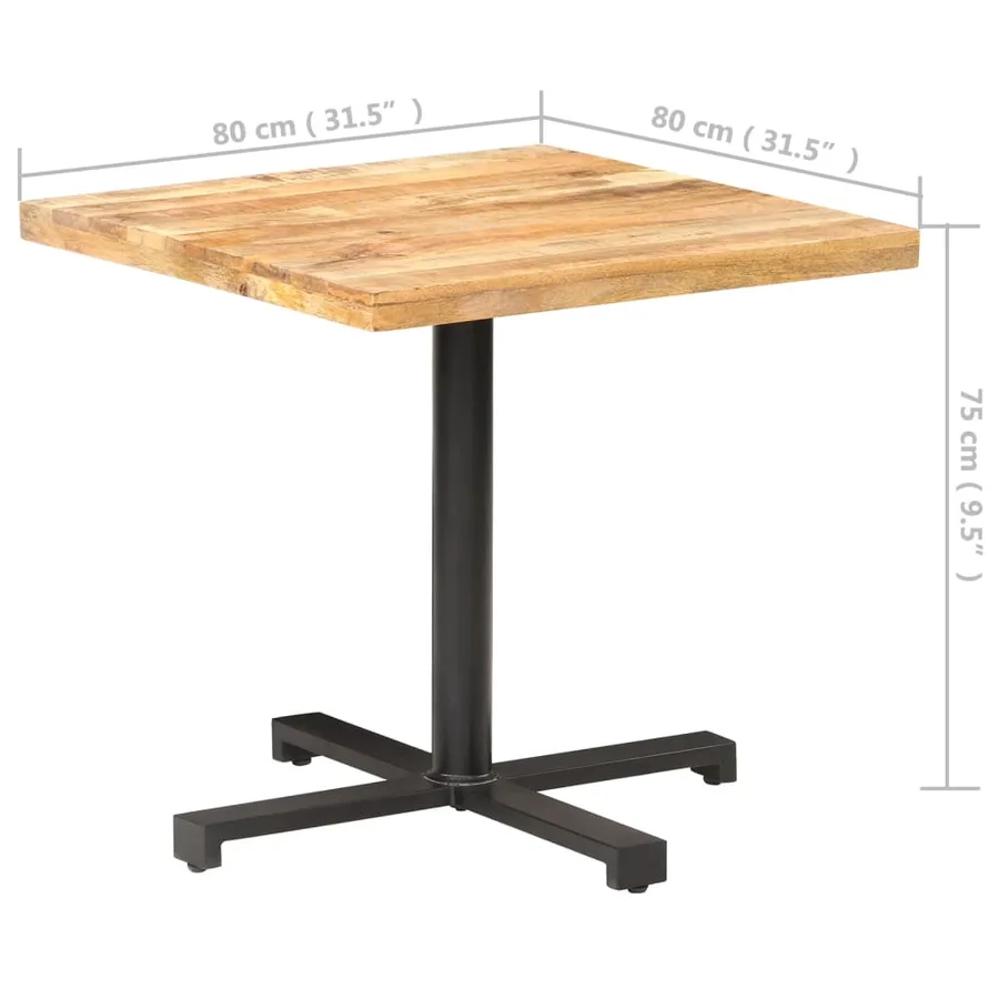 Table de bistro Carrée 80x80x75 cm Bois de manguier brut - 6