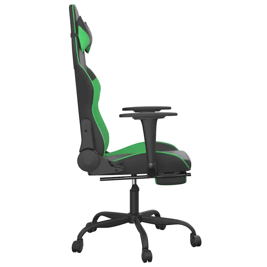Chaise de jeu de massage et repose-pied Noir et vert Similicuir - 5