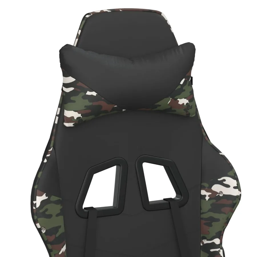 Chaise de jeu avec repose-pied Noir et camouflage Similicuir - 10