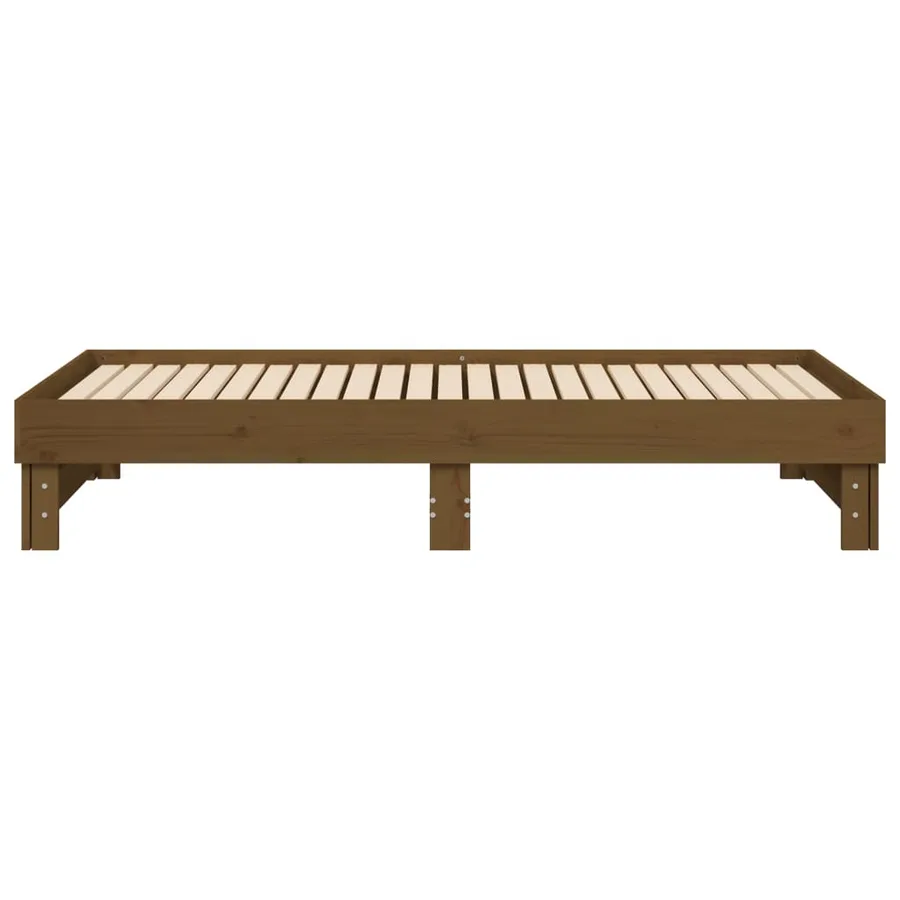 Lit coulissant sans matelas marron miel 2x(75x190) cm - 10