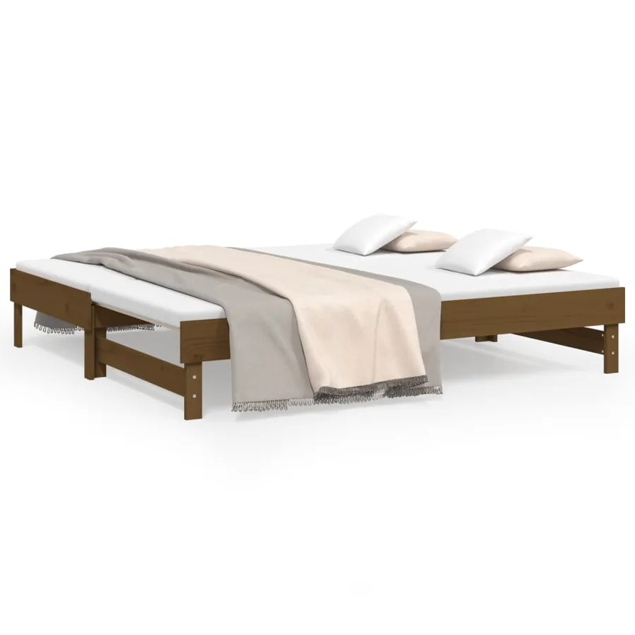 Lit coulissant sans matelas marron miel 2x(75x190) cm - 2