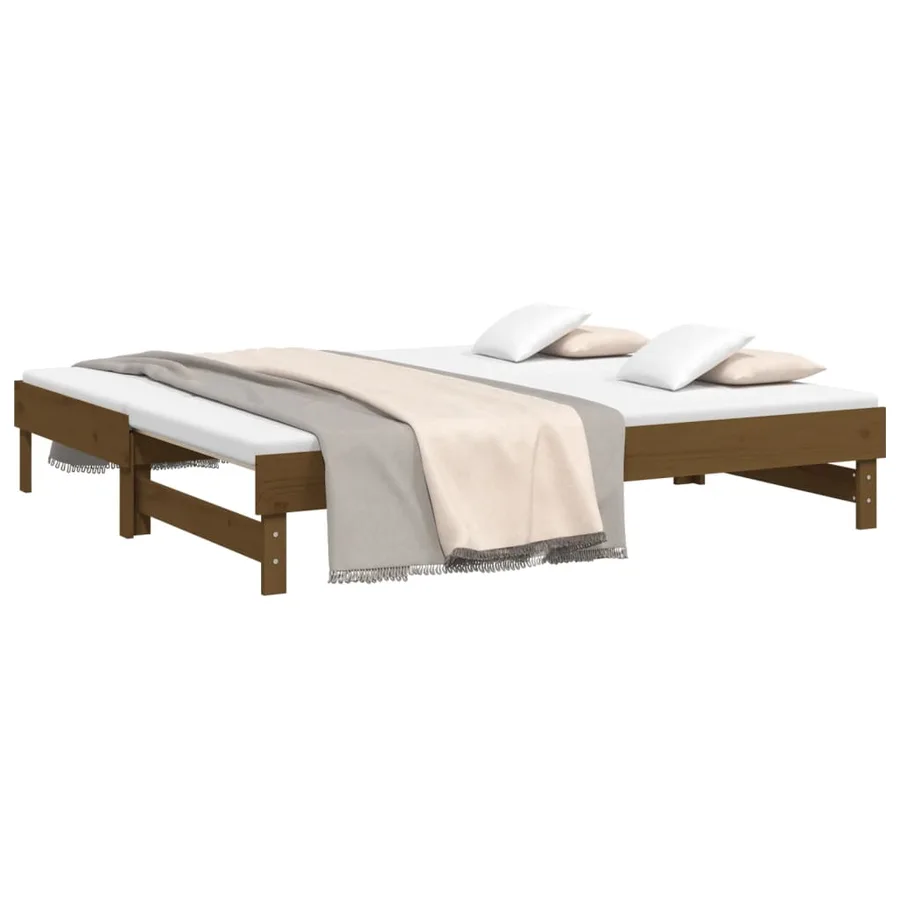 Lit coulissant sans matelas marron miel 2x(75x190) cm - 3