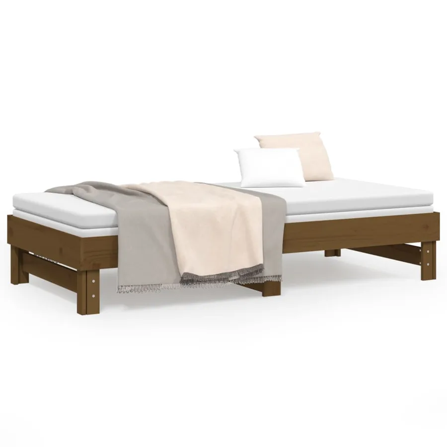 Lit coulissant sans matelas marron miel 2x(75x190) cm - 5