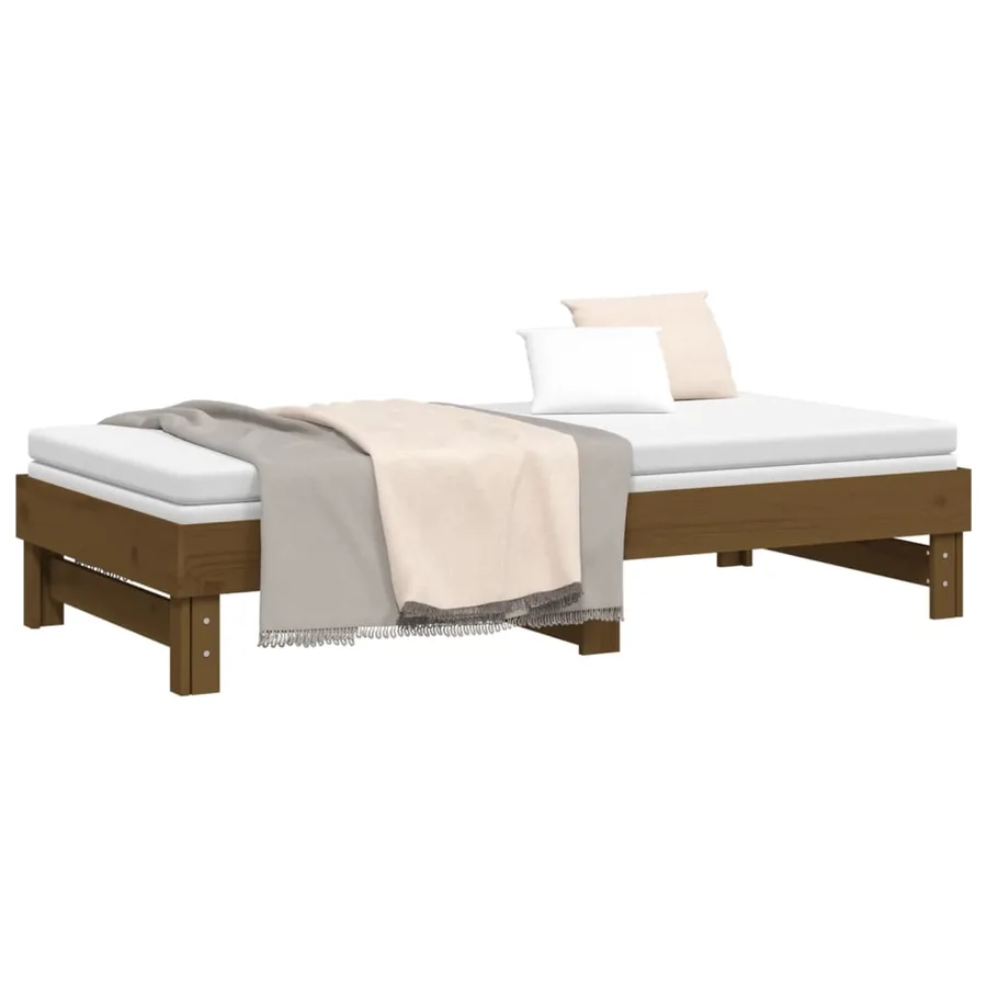 Lit coulissant sans matelas marron miel 2x(75x190) cm - 6