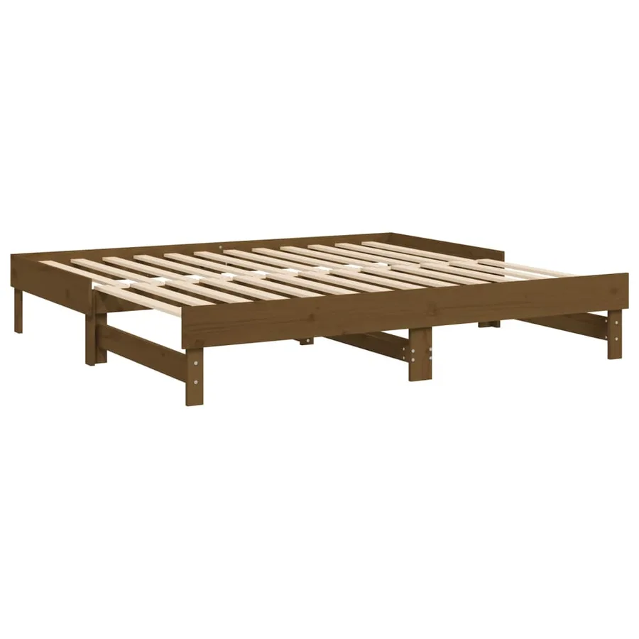 Lit coulissant sans matelas marron miel 2x(75x190) cm - 7
